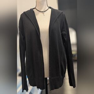 LuluLemon Black Women's Hooded Cardigan With Open Back Detail In Size 6